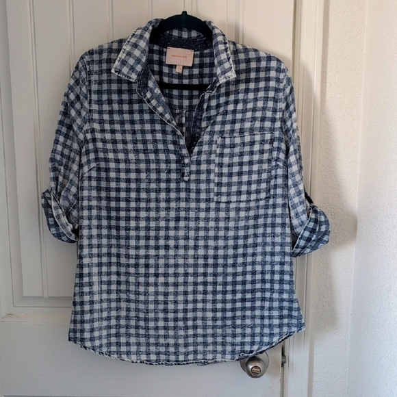 Skies Are Blue Checkered Shirt With Button Back - Picture 1 of 5